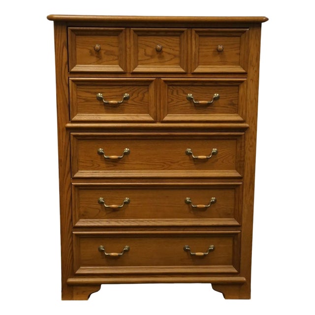 Thomasville Impressions Wyndam Hill Collection Solid Oak Country French 40" Chest of Drawers 26411-510 For Sale