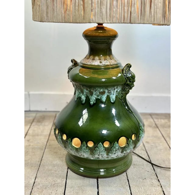 1960s Vintage Shaded Green Ceramic Lamp, 1960s For Sale - Image 5 of 10