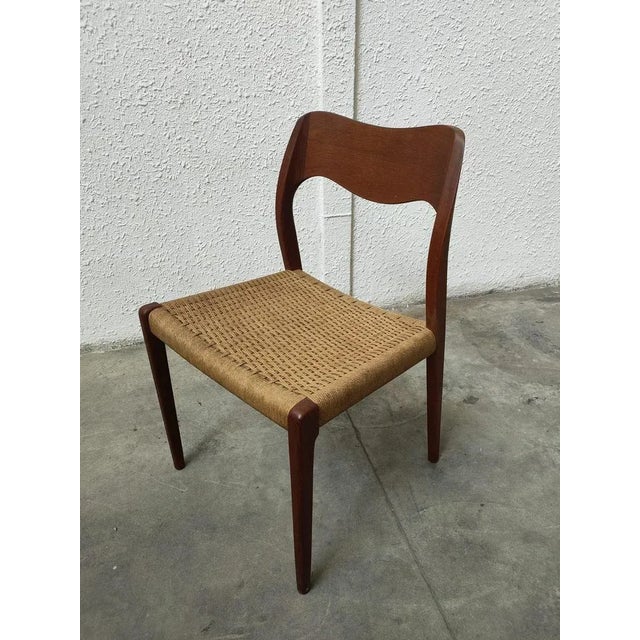 Mid-Century Teak Extendabe Table and Chairs from Moller, Denmark, Set of 5 For Sale - Image 4 of 18