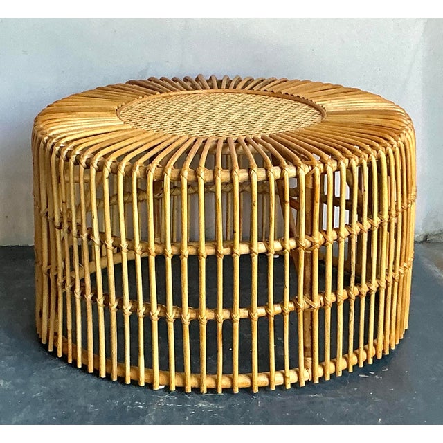Tan Vintage Boho Spike Rattan Coffee Table For Sale - Image 8 of 8