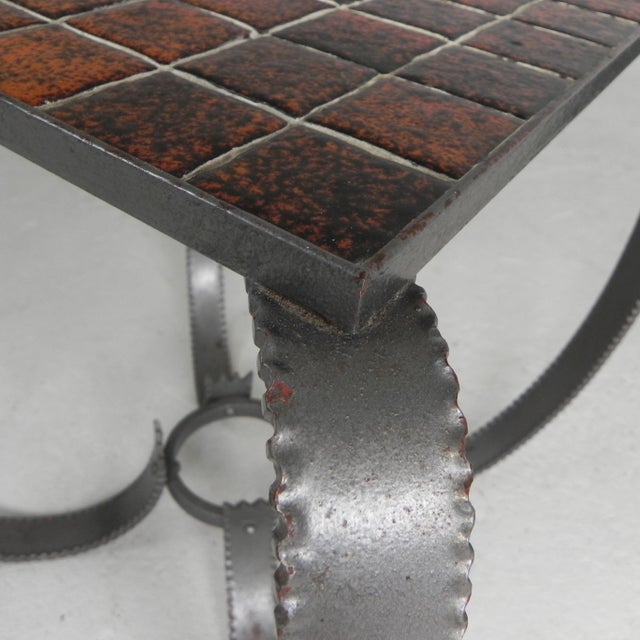 Brown Brutalist Coffee Table with 36 Tiles, 1950s For Sale - Image 8 of 17