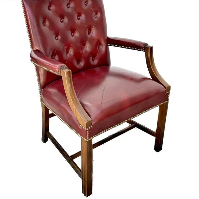 Pair of Tufted Leather Chesterfield Armchairs For Sale - Image 4 of 9