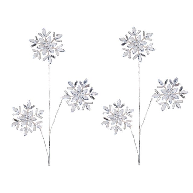 Contemporary Jewel Snowflakes Spray (Set of 2) For Sale - Image 3 of 3