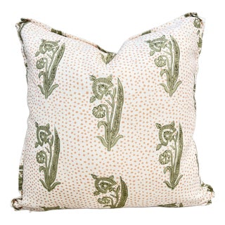 Pair of Lisa Fine Kalindi Reverse Pillow Covers in Sage Colorway For Sale