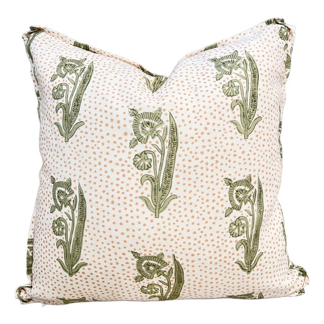 Pair of Lisa Fine Kalindi Reverse Pillow Covers in Sage Colorway For Sale