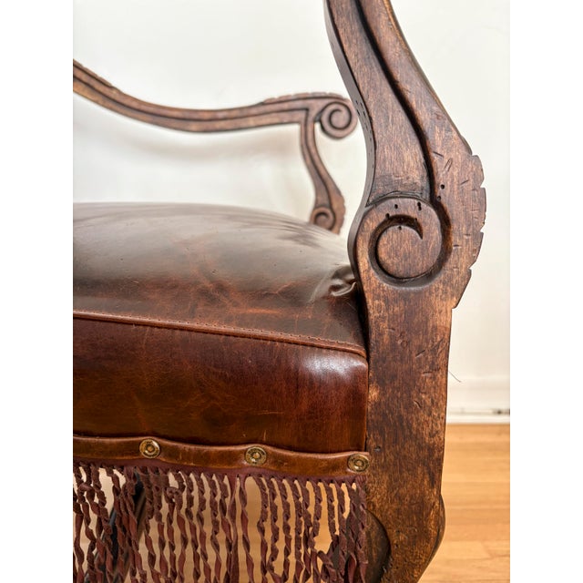 Leather and Deer Hide Baroque Style Armchair For Sale In Los Angeles - Image 6 of 18