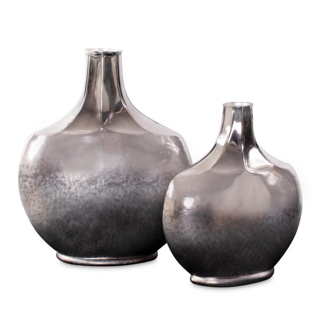 Black Advik Polished Silver Vase- Tall For Sale - Image 8 of 11