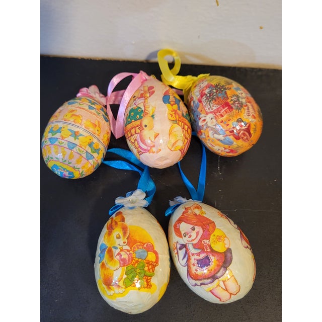 Folk Art Vintage German Paper Mache Easter Eggs For Sale - Image 3 of 7