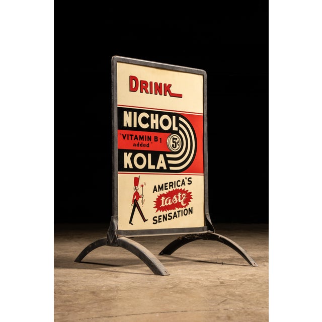Art Deco Vintage Framed Tin Nichol Cola Shop Floor Sign For Sale - Image 3 of 4