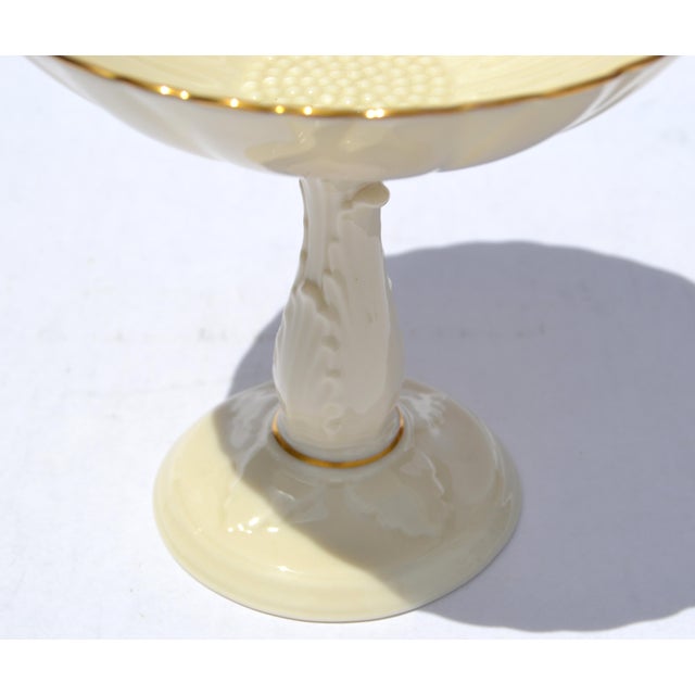1970s Vintage Lenox Charleston Compote Pedestal Dish Sunflower Shaped Fine Bone Ceramic For Sale - Image 5 of 14