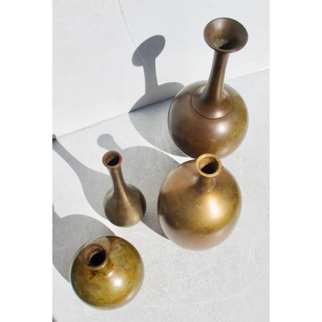 Mid-Century Modern Collection of MCM Japanese Bronze Vases- Group of 4 For Sale - Image 3 of 10