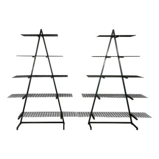 Italian Modern Self-Supporting Bookcases in Dark Green Metal, 1980s, Set of 2 For Sale