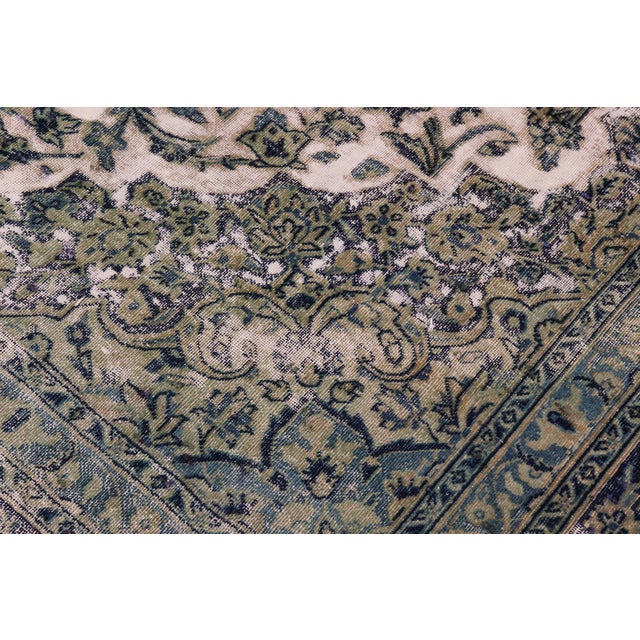 Retro Persian Beige/Green Wool Rug - 8'0'' X 11'0'' For Sale - Image 4 of 10