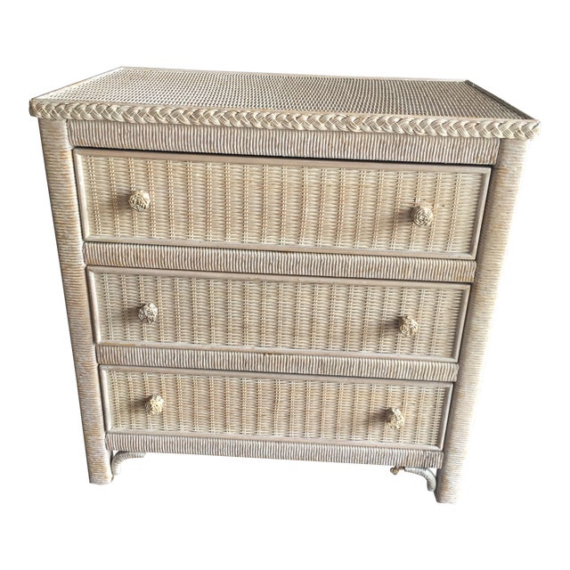 Henry Link White Wicker Vintage 3 Drawer Chest Dresser Set Chairish