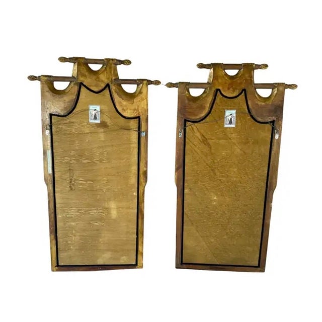 Gold English Regency Style Carved Gilt Swag Mirrors, a Pair For Sale - Image 8 of 10