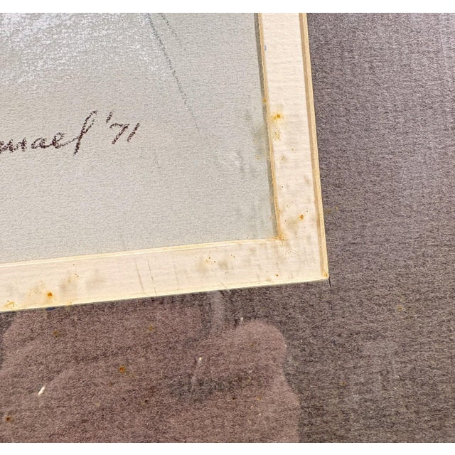 Vintage 1971 Woodi Ishmael Signed Original Pastel Portrait of a Man For Sale - Image 11 of 14