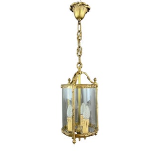 20th Century Louis XVI Style Lantern in Bronze and Glass For Sale