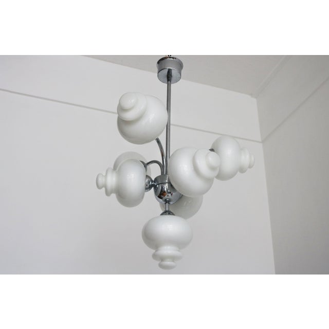 Mid-Century Chandelier in Chrome and Opaline by S.A. Boulanger, 1970 For Sale - Image 10 of 10