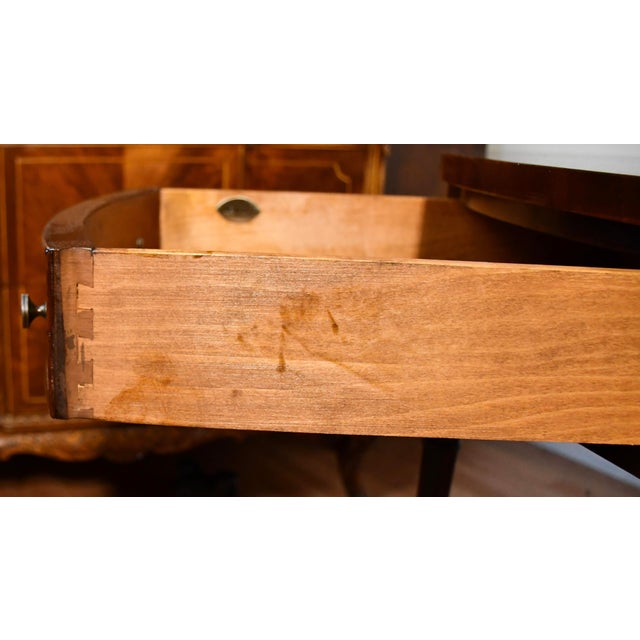 1920s Pair Irwin English Regency Mahogany Inlaid Pembroke Side Tables End Tables For Sale - Image 9 of 12