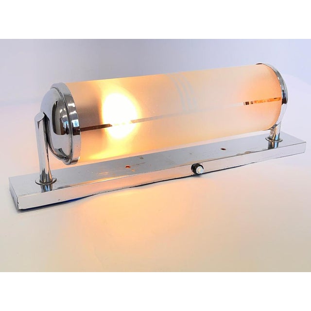 Bauhaus Chrome and Glass Flush Mount, Czechoslovakia, 1940s For Sale - Image 4 of 9