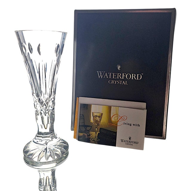 Victorian Waterford Happy Birthday Irish Crystal Bud Vase With Box 6.5" For Sale - Image 3 of 10
