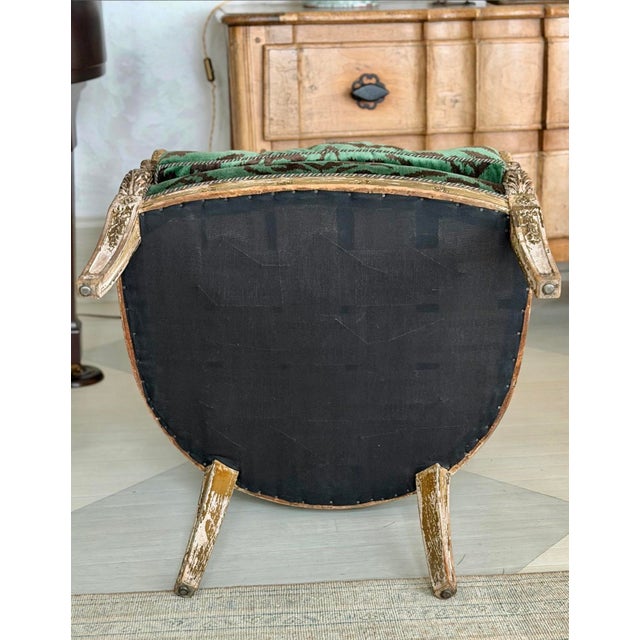 Late 18th Century 18th Century French Upholstered Arm Chair With Hand Carved Wood Swans For Sale - Image 5 of 6