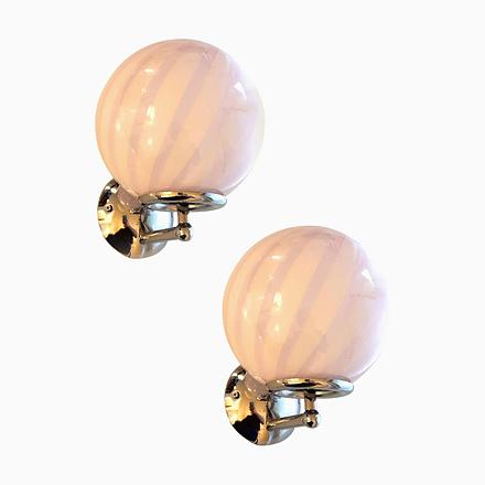 Glass Pink Swirl Rods Murano Glass Wall Sconces by Simoeng, Set of 2 For Sale - Image 7 of 7