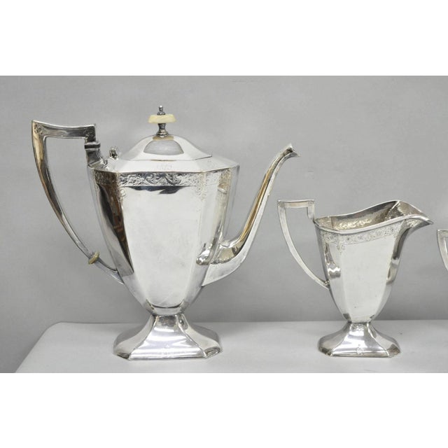 Art Deco Antique English Art Deco Silver Plated Tea Service Set by Bscep (5329) - 4 PCS For Sale - Image 3 of 15