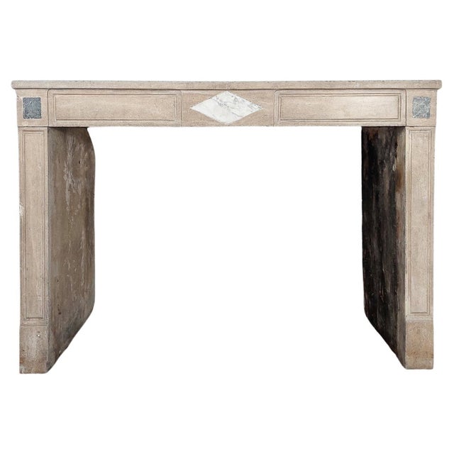 Antique French Burgundian Stone Fireplace with Marble Inlays For Sale - Image 18 of 18