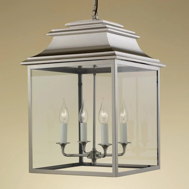 Art Deco Mayfair Lanterns With Polished Nickel Finish For Sale - Image 3 of 4