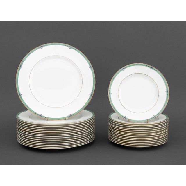 Wedgwood "Jade" Pattern Bone China Partial Dinnerware Service, each marked "Wedgwood / Bone China / Jade / Made in England...