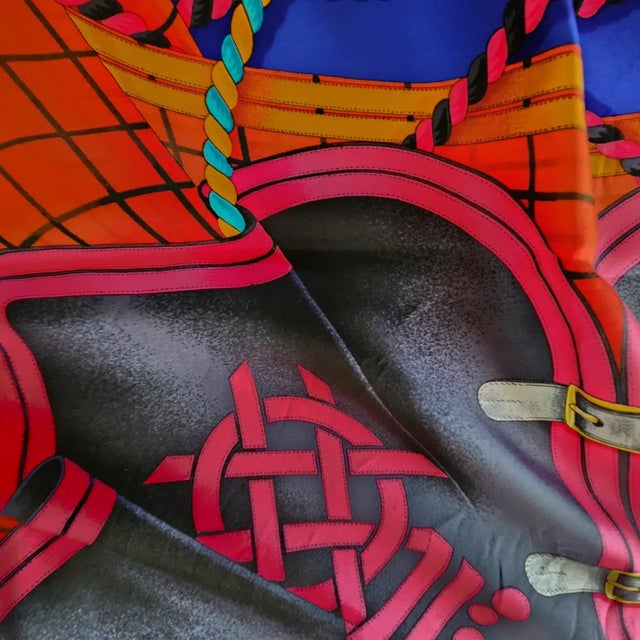 1980s Hermès Silk Scarf Grande Tenue by Designer Henri D' Origny Boxed For Sale - Image 12 of 14