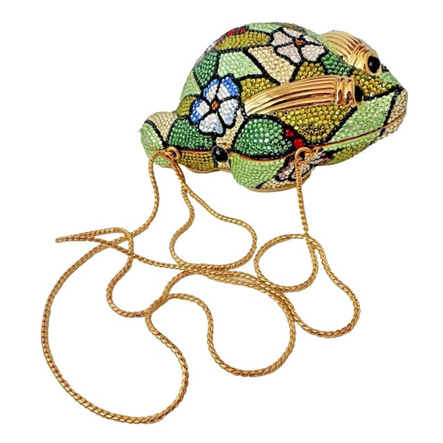 1979 Judith Leiber Frog Evening HandBag Crystal Minaudiere Purse Vintage Clutch For Sale - Image 9 of 12