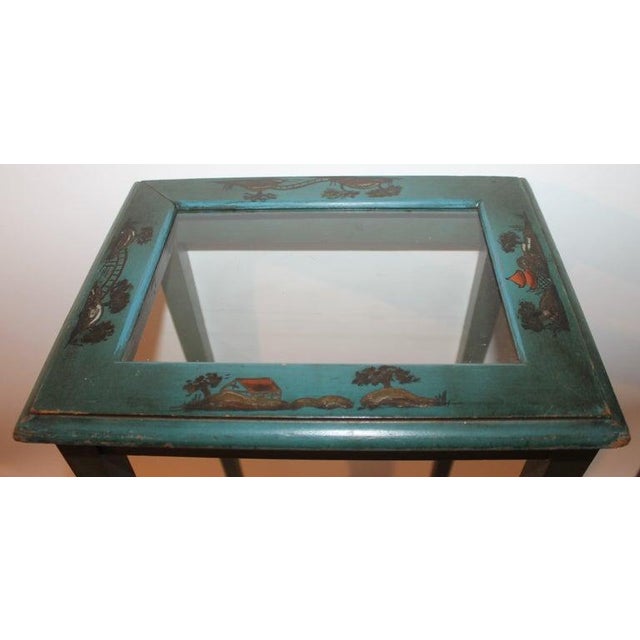 Wood 1940s Set of Three Original Blue Painted Nesting/Side Tables For Sale - Image 7 of 7