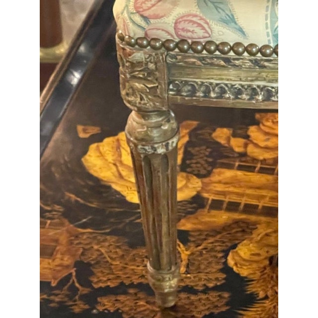 19th C. French Louis XVI Giltwood Ottoman For Sale - Image 10 of 10