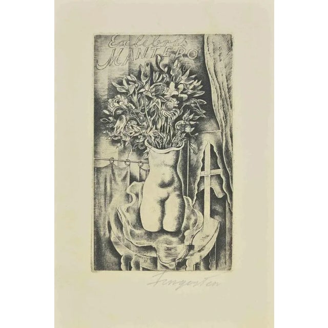 Ex Libris - Mantero is an Etching print created by Michel Fingesten. Hand Signed on the right margin. Good conditions....