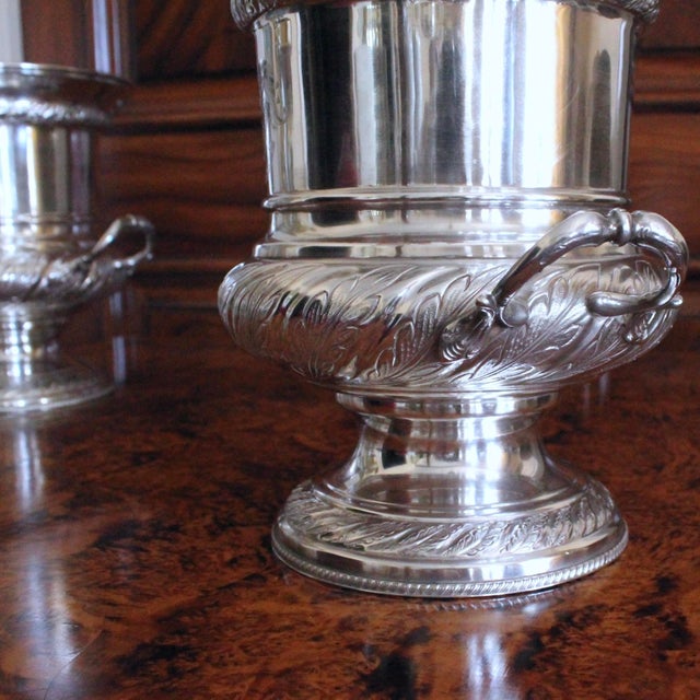 Pair English Silver Plate Campagna Urns- Champagne / Wine Coolers For Sale - Image 14 of 17