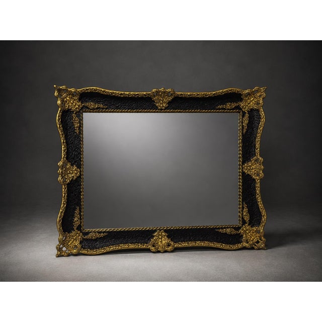 Ornate Black and Gold Antique-Style Wall Mirror For Sale In Miami - Image 6 of 6