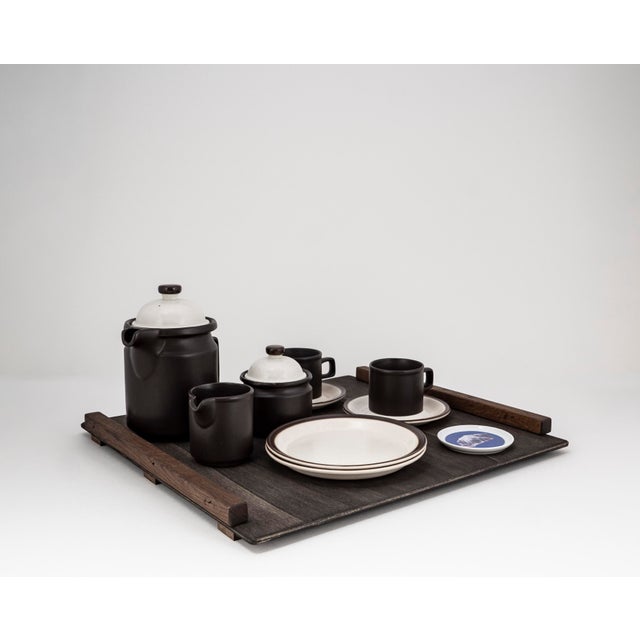 Brutalist Tête-À-Tête for Two on Wooden Tray from Doverstone & Fürstenberg, 1960s, Set of 12 For Sale - Image 9 of 14