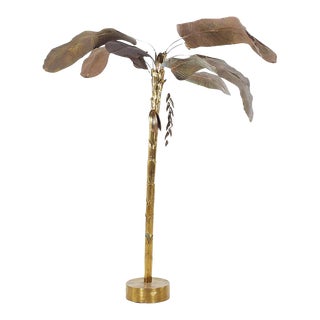 Maison Jansen Style Mid Century Brass Palm Tree For Sale