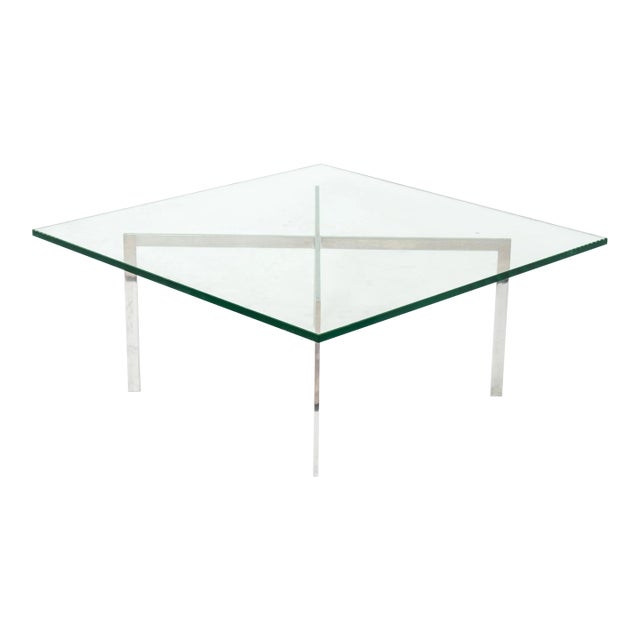 Barcelona Glass Coffee Table by Mies Van Der Rohe and Lily Reich Knoll 1960s Bauhaus For Sale