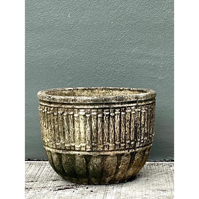 Vintage Concrete Fluted Garden Planter For Sale - Image 9 of 12