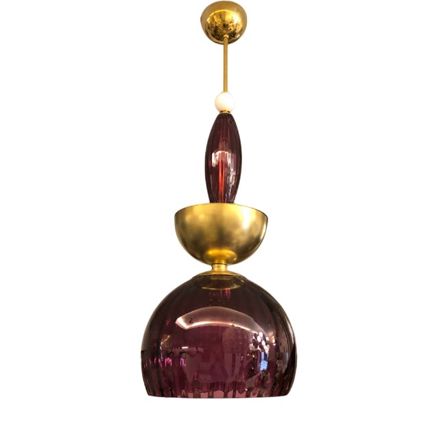 Mid-Century Murano Glass Malva Cup Lamp For Sale