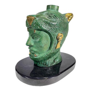 Face Inside a Panther Mouth Bronze Sculpture For Sale