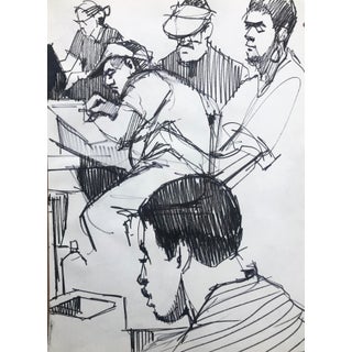 1980s John Reilly Art Class Drawing With Nude For Sale