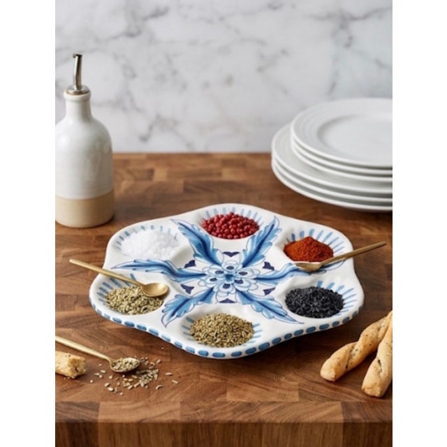 Italian Hand-Painted Ceramic Oyster Plate by Les-Ottomans For Sale - Image 9 of 12