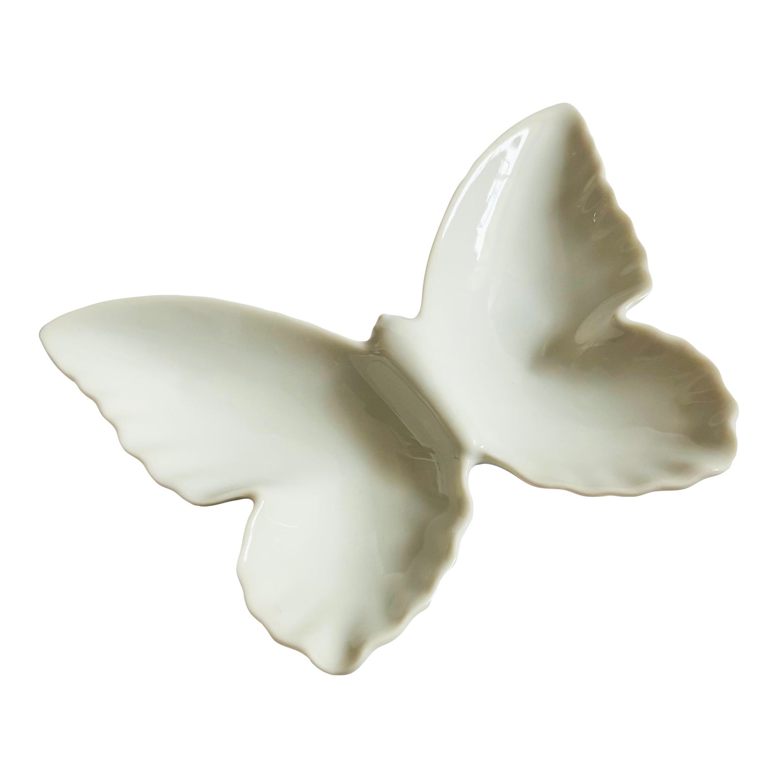 White Ceramic Butterfly Tray | Chairish