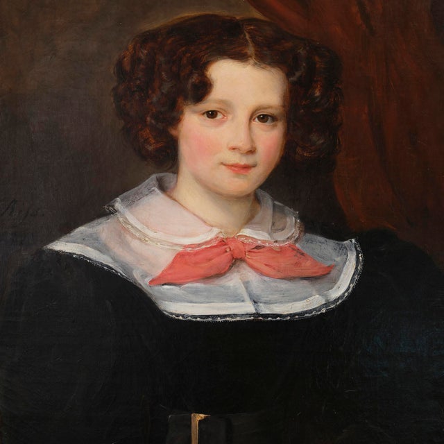 Francois Nicholas Riss, Child Portrait, 1829, Oil on Canvas, Framed For Sale - Image 4 of 8