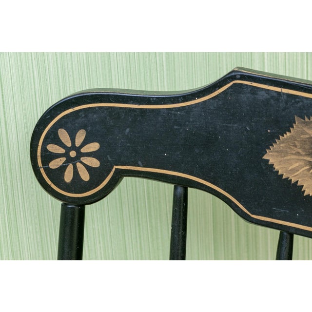 Early 20th Century Vintage S. Bent & Bros. Black and Gilt Finished Spindle Back Rocking Chair For Sale - Image 5 of 8