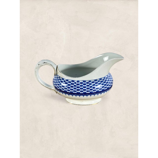 Antique English Royal Cauldon Transferware Gravy Boat Royal Cauldon's 'Cromer' pattern carries that deep, inky cobalt blue...